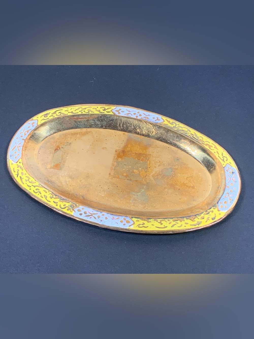 Vintage Enameled Brass Salt and Pepper Set Tray India - Picture 12 of 16